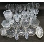 A collection of 19thC glass finger bowls, wine glasses, flutes, etc.