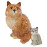 A Beswick ginger cat, and a small Beswick grey cat. (2)