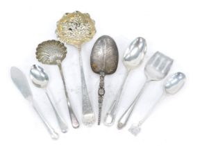 A quantity of silver, to include two sifter spoons, a Celtic design spoon, etc., 6.18oz.