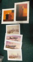 Six loose prints, comprising after Keith Woodcock Hawker Hurricane MK1, Supermarine Spitfire MK1A, a