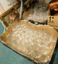 Crystal wares, sundae dishes, tumblers, sherry glasses, etc. (2 boxes)