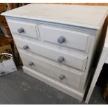 A grey painted pine chest of two short and two long drawers.