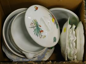 Kitchen wares, comprising vegetable tureen and cover, Crescent china cabinet plates, Copeland china