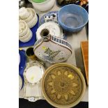 Studio pottery, comprising vase, Hornsea bird beaker cup, JG Meakin Meadow Lane side plate, a John B