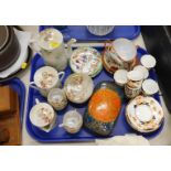 Eggshell porcelain part teawares, Stratton coffee cans and saucers, and a lacquered box. (1 tray)