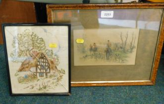 After Anderson Well. Hunting print, and a tapestry. (2)