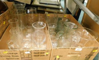 A group of glassware, comprising glass vases, goblets, drinking glasses, rose bowls, etc. (2 boxes)