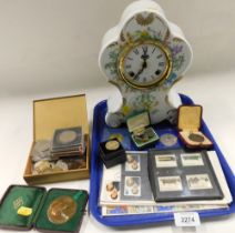 Withdrawn pre-sale by vendor. Collectors crowns, first day covers, swimming medals, and a mantel