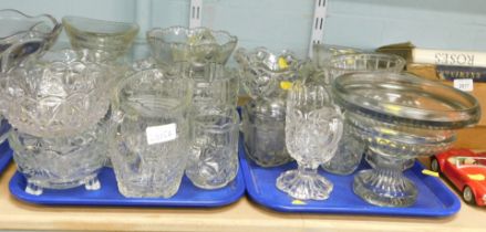 A quantity of mounded glass to include jelly moulds etc. (two trays)