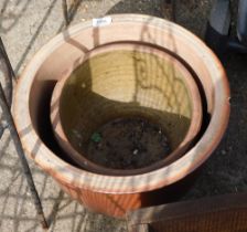 Two terracotta plant pots.