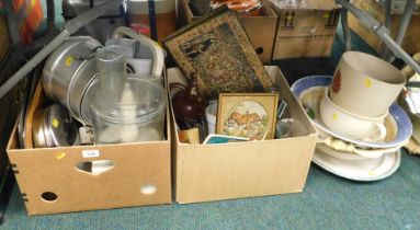 Kitchenalia, comprising mixer, saucepans, placemats, chamber pots, wash bowls, etc. (all under one t