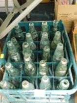 A quantity of glass mineral bottles, each with a marble, to include Sleaford, Lincoln, Nottingham, S