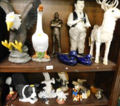 Decorative ornaments, Laurel and Hardy figure, Vin Diesel bronzed effect figure, eagle, dog, Walt Di