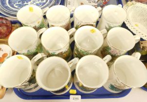 A collection of Hammersley china bird tankards. (1 tray)