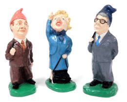 Three plastic hand painted figurines, of Margaret Thatcher, John Major and Neil Kinnock, all approx