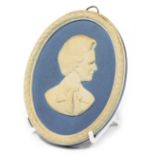 A Jasperware portrait medallion by Wedgwood of the Right Honourable Margaret Thatcher MP Prime Minis