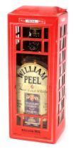 A 100cl William Peel bottle of finest Scotch whisky, old number 6 traditional, in a red telephone pr