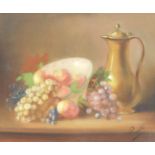 Genelli (Continental, 20thC). Still life of fruit with a bowl and flagon, oil on canvas, signed, 44.