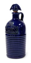 An early 20thC Royal Doulton Seagers Special Dry Gin decanter and stopper, blue glazed, no. 19785, i