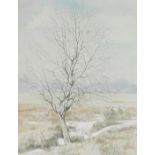 Alan Stuttle (British, b.1939). A winter landscape with tree, watercolour, signed, 39cm x 29cm.