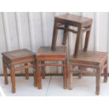 Four Chinese hardwood stools.