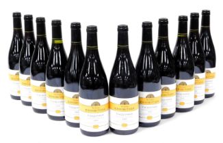 Twelve bottles of Vacqueyras 2009, bottled by Earl Archinbaud for The Wine Society Exhibition.