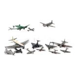Dinky diecast military aeroplanes, including a Giant High Speed Mono Plane, Gloster Javelin, DH.110