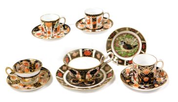 A group of Royal Crown Derby porcelain Imari wares, comprising a breakfast cup and saucer, tea cup a