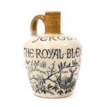 A late 19thC Port Dundas Pottery of Glasgow "Jeroboam" The Royal Blend whisky flagon, two colour sto