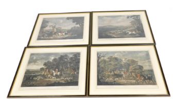 After John Nost Sartorius (British, 1759-1828). Hunting, coloured engravings, plates I-IV, Brushing