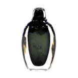 An Orrefors clear and black glass scent bottle, of faceted tapering form, etched Orrefors Expo, numb