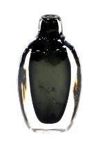 An Orrefors clear and black glass scent bottle, of faceted tapering form, etched Orrefors Expo, numb