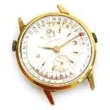 A 1950s Dimatron gold plated gentleman's Date-O-Graph calendar wristwatch, circular silver dial with