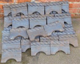 A group of black finish concrete rope twist edging tiles, 16cm high, 23cm wide, 4cm deep. (approx 60