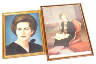 A large framed and glazed limited edition print, of Margaret Thatcher bearing her signature, number