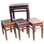 Four Chinese hardwood rectangular stools.