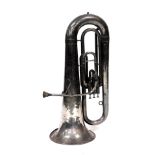 A vintage F Besson prototype silver plated tuba, 198 Euston Road, London, 83cm wide.
