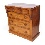 A Victorian mahogany Scottish chest of three short cushion drawers, over three long graduated drawer
