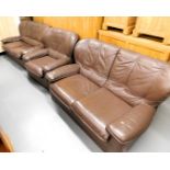 A leatherette single chair and a pair of two seater sofas. Lots 1501 to 1590 are available to view a