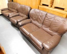 A leatherette single chair and a pair of two seater sofas. Lots 1501 to 1590 are available to view a