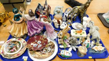 Assorted ceramics, including figurines, plates, collectors plates, small trinket pots, etc. (4 trays