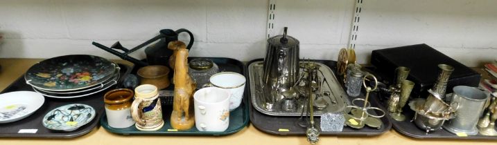 Assorted items, including ceramics, collectors plates, EPNS wares including tray, various other meta