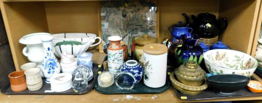 Assorted ceramics and glassware, including vases, plates, teapots, etc. (4 trays)