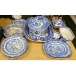 Part dinner ware, include Blue and White pattern tureen, large meat plates, other tureen, and associ
