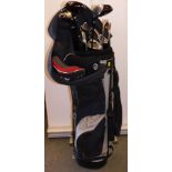 A Maxiflex Revolution golf bag, with Dunlop golf clubs.