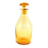 A Whitefriars amber coloured glass carafe, with stopper, pattern number 2481, 13cm high.