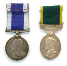 An Edward VII Royal Navy Long Service and Good Conduct medal, named to WH Wellington, 167045, Armr,