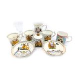 A group of porcelain commemorative wares, predominantly Aynsley, to include loving cups, bell to com