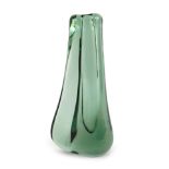 A Whitefriars ocean green glass leg of lamb vase, designed by Geoffrey Baxter, circa 1957 pattern nu
