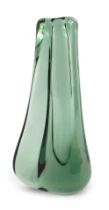 A Whitefriars ocean green glass leg of lamb vase, designed by Geoffrey Baxter, circa 1957 pattern nu